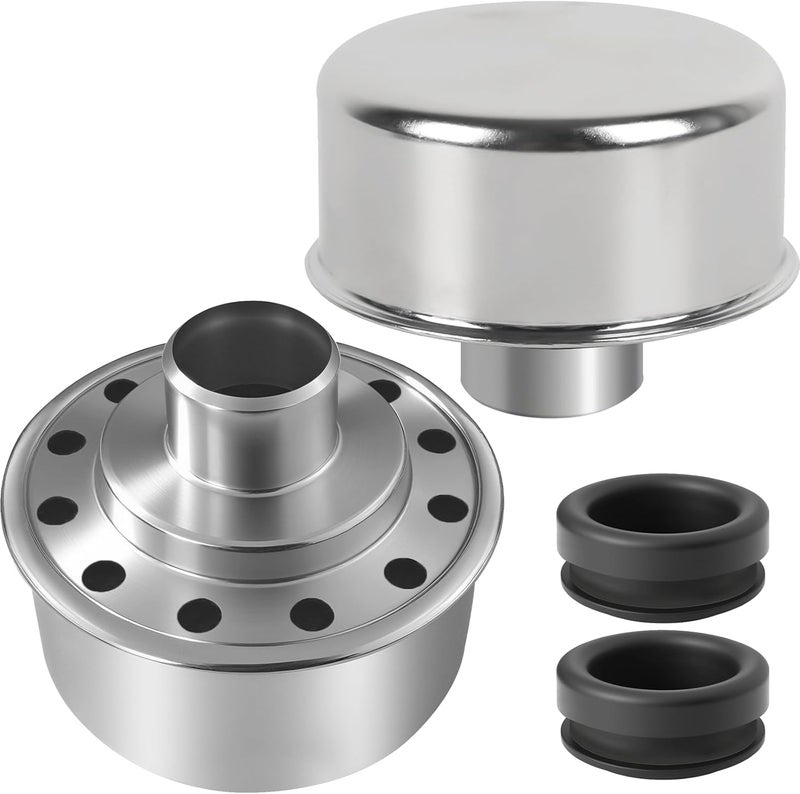 Calvana (2-Pack) Round Push-In Breather with 1” Tube for 1-1/4" Hole in Valve Cover, Includes Grommet, Compatible with Spectre 4276, Fits SBC, BBC, SBF, 327, 350, 302, 454, and 502 - Image 1